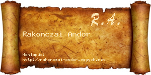 Rakonczai Andor névjegykártya